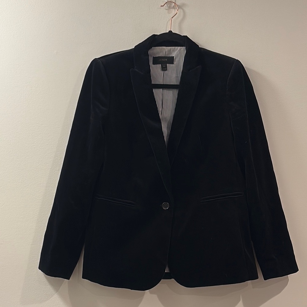 J Crew‎ Black Blazer Velvet Classic Blazer